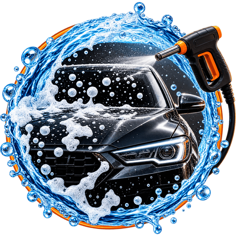 Auto recibiendo lavado premium